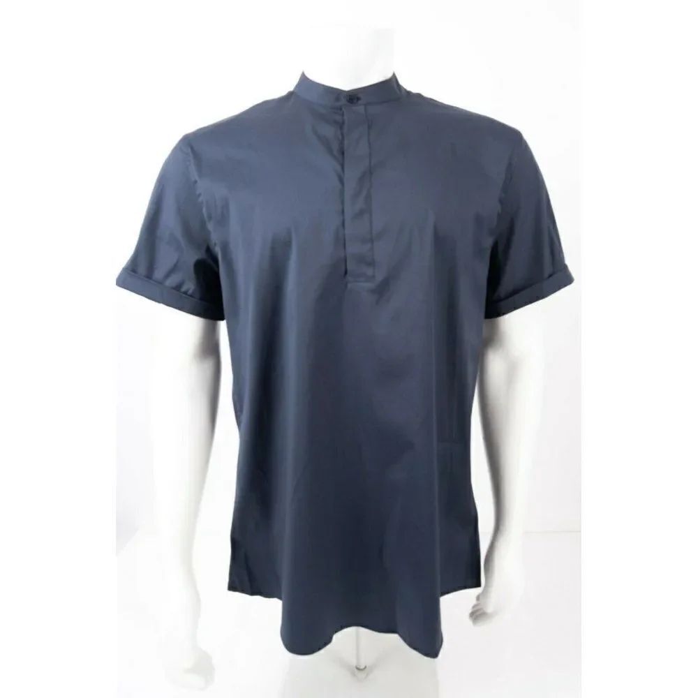Zara Mens Top Shirt Mandarin Collar Slim Fit XS